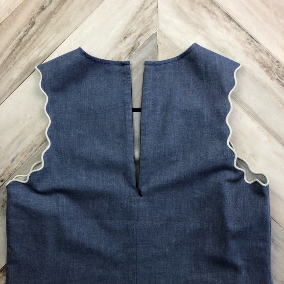 J.Crew Chambray Scalloped Top With Grommets Tall - Picture 8 of 8